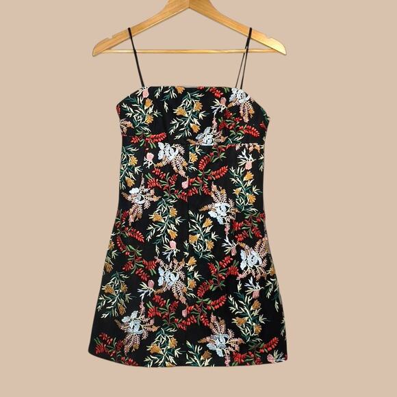 Urban Outfitters UO Embroidered Ponte Straight Neck Mini Dress XS - Picture 4 of 13